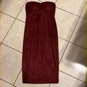 Fashion Nova Strapless Maroon Dress